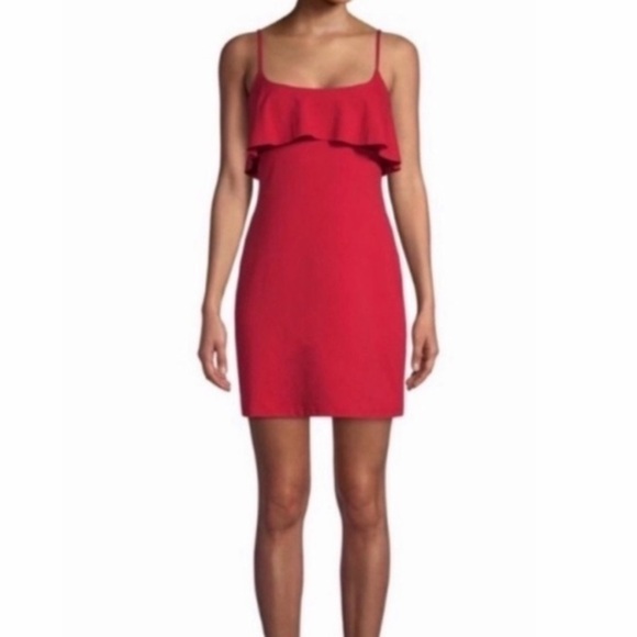 Susana Monaco Dresses & Skirts - Susana Monaco Coral Ruffle spaghetti strap Mini Dress Sz XS